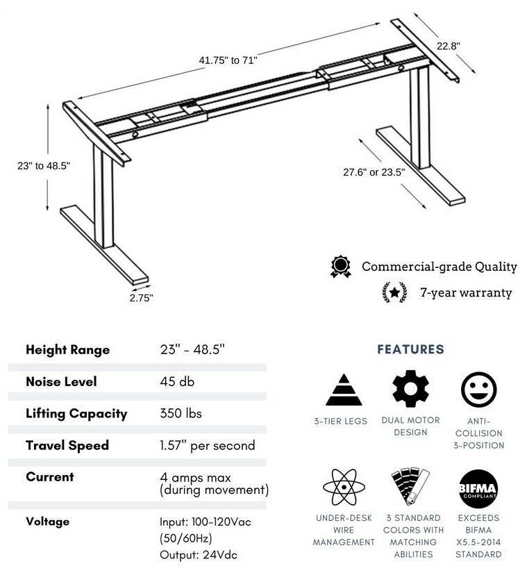 Table legs spec drawing
